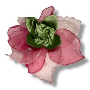 Gymboree Baby Blossom Fairy Headband Hat Pink Green Glitter Flower 6-12 mo